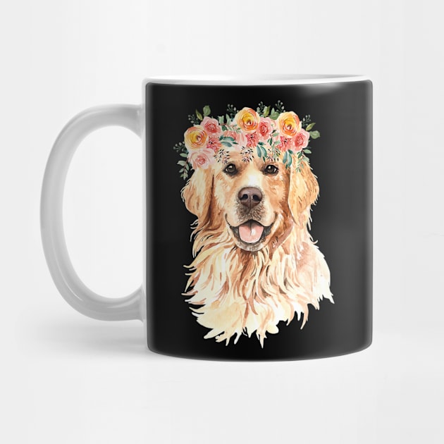Floral Golden Retriever Dog by eldridgejacqueline